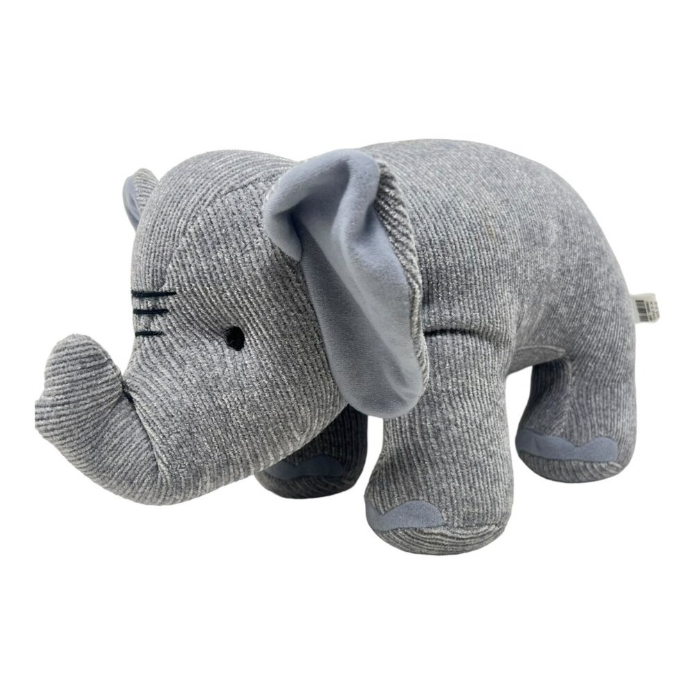 Pier 1 Imports Plush Gray Corduroy Elephant Toy Stuffed Animal Sewn Eyes